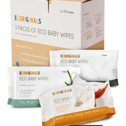 Ecoriginals Wipes Variety Pack - Goats Milk Manuka Honey & Water - 3X70Pk